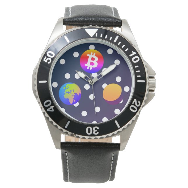 Reloj De Pulsera Bitcoin Solar Space Designer (Colorful) Watch (Anverso)