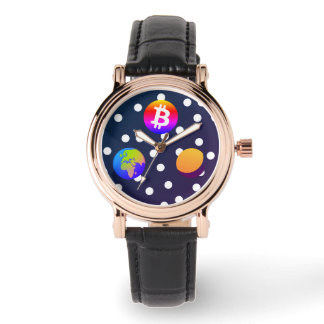 Reloj De Pulsera Bitcoin Solar Space Designer (Colorful) Watch