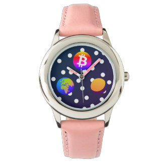 Reloj De Pulsera Bitcoin Solar Space Designer (Colorful) Watch