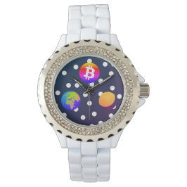 Reloj De Pulsera Bitcoin Solar Space Designer (Colorful) Watch