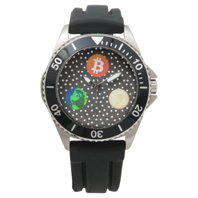 Reloj De Pulsera Bitcoin Solar System Designer Watch (Anverso)