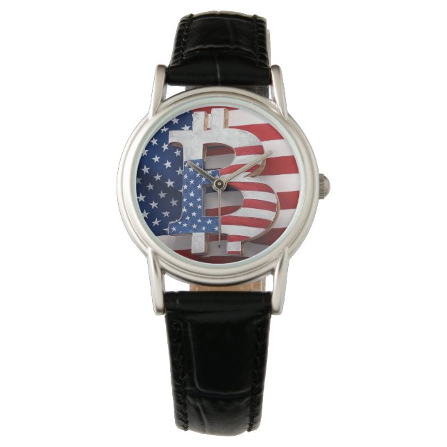 Reloj De Pulsera Bitcoin USA (Anverso)