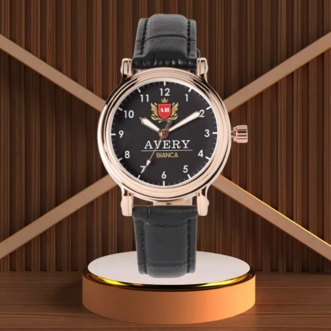 Reloj De Pulsera Black and Gold PCustom Royal Crest Luxury Gift (Subido por el creador)