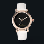 Reloj De Pulsera Black and Gold Script  | Stylish Monogram Modern<br><div class="desc">A simple stylish custom monogram design in an casual handwritten in striking monochrome Black. The monogram can easily be personalized to make a design as unique as you are! The perfect trendy gift or accessory for any occasion.</div>