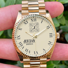 Reloj De Pulsera Black and White Monogram and Name