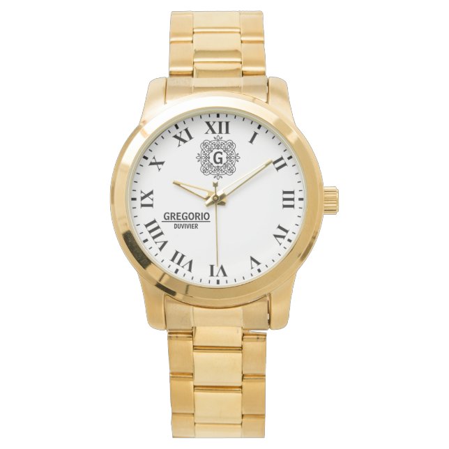 Reloj De Pulsera Black and white Monogram modern minimalist elegant (Anverso)