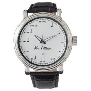 Reloj De Pulsera Black and White Music Notes Personalizado Watch