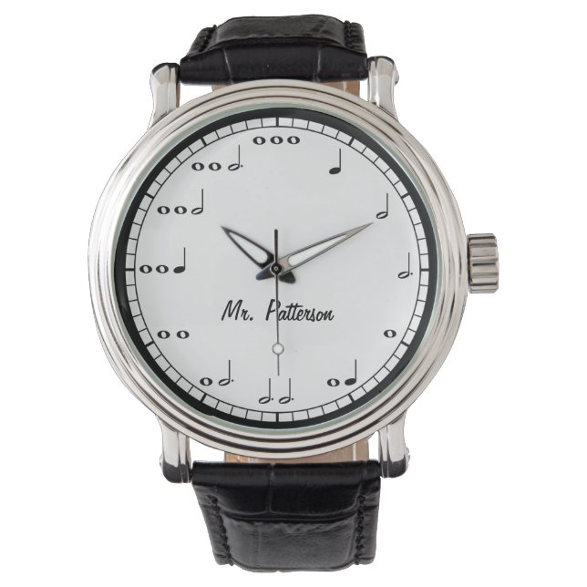 Reloj De Pulsera Black and White Music Notes Personalizado Watch (Anverso)