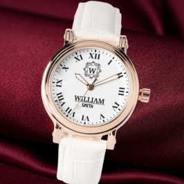 Reloj De Pulsera Black and white Roman numeral classic monogram