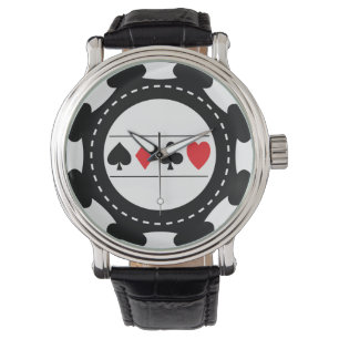 Reloj De Pulsera Black Casino Chip Watch