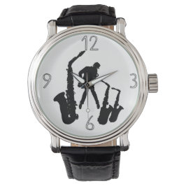 Reloj De Pulsera Black Jazz Sax Jazzman 2 Números modernos Watch 5