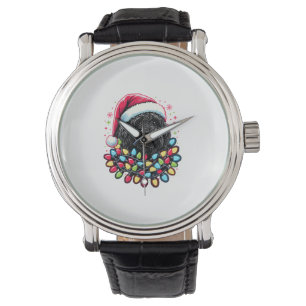 Reloj De Pulsera Black Labradoodle Christmas Tree Xmas Lights Doodl