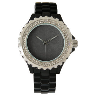 Reloj De Pulsera Black Leather Face Watch