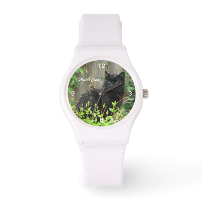 Reloj De Pulsera Black Maine Coon Cat Watch (Anverso)