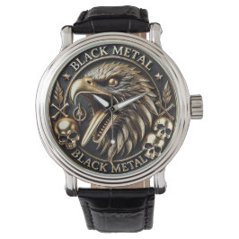 Reloj De Pulsera Black Metal Armbanduhr Adler mit Totenkopf