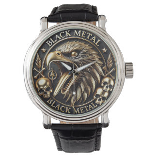 Reloj De Pulsera Black Metal Armbanduhr Adler mit Totenkopf