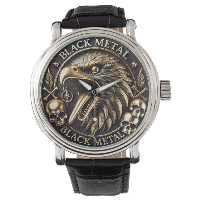 Reloj De Pulsera Black Metal Armbanduhr Adler mit Totenkopf (Anverso)