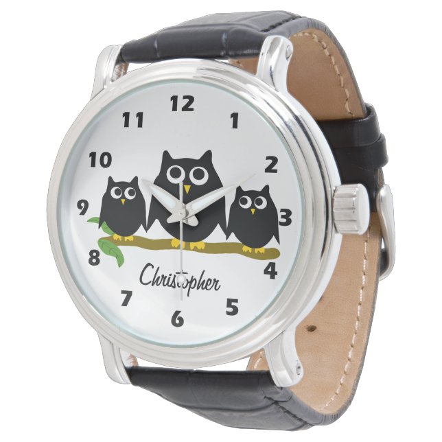Reloj De Pulsera Black Owl Design Personalised (Angular)