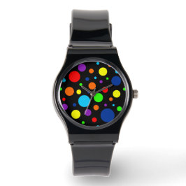 Reloj De Pulsera Black Rainbow Spots Watch