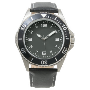 Reloj De Pulsera Black Stainless Steless Black Leather Strap Watch