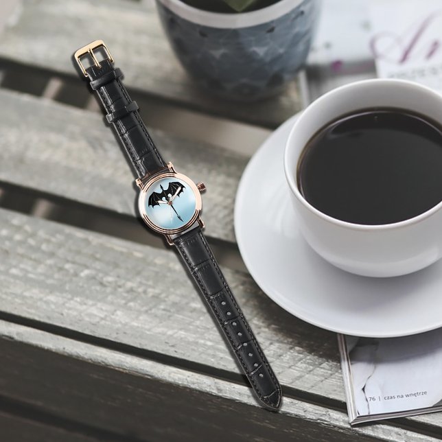 Reloj De Pulsera Black Tribal Flight Dragon Fantasy Blue Sky (Subido por el creador)