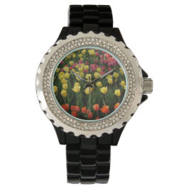 Reloj De Pulsera Black Watch con Tulips multicolores