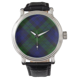Reloj De Pulsera Black Watch Tartan Blue Green Plage