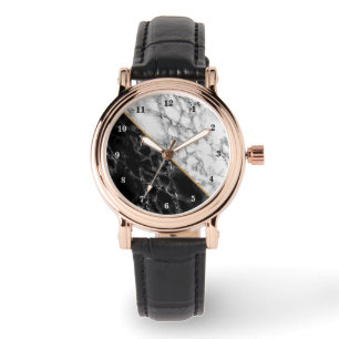 Reloj De Pulsera Black White Marble Stone Watch