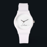 Reloj De Pulsera Black White Modern Script Girly Monograma Nombre<br><div class="desc">Reloj de nombres de monograma de escritura simple en blanco y negro. Esto hace que la graduación perfecta, el cumpleaños, el boda, la ducha de novia, el aniversario, la ducha de bebé o la fiesta de soltera sea un regalo para alguien que ama el lujo glam y los estilos de...</div>
