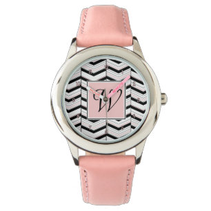 Reloj De Pulsera Black White y Rubor Chevron Watch