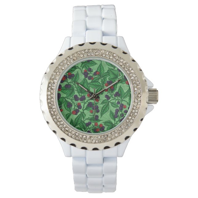 Reloj De Pulsera Blackberries sobre verde (Anverso)