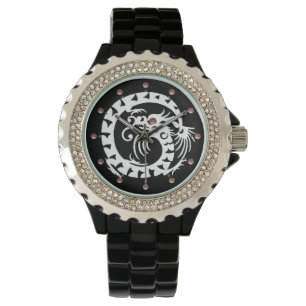 Reloj De Pulsera BLANCO APERITIVO DRAGON Negro, guijarros rosados