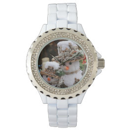 Reloj De Pulsera Blanco con Diamantes de imitación Navidades Snowma