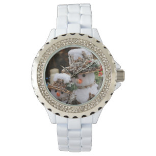 Reloj De Pulsera Blanco con Diamantes de imitación Navidades Snowma