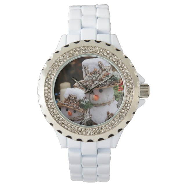 Reloj De Pulsera Blanco con Diamantes de imitación Navidades Snowma (Anverso)