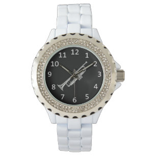 Reloj De Pulsera Blanco con la trompeta de plata