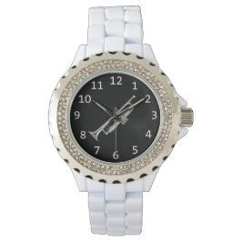 Reloj De Pulsera Blanco con trompeta de plata