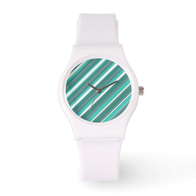 Reloj De Pulsera Blanco deportivo de banda verde azulada (Anverso)