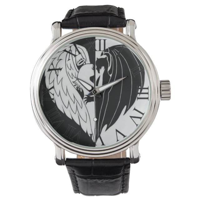 Reloj De Pulsera Blanco negro angeoudemon (Anverso)