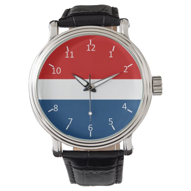 Reloj De Pulsera Blanco rojo y azul (Anverso)