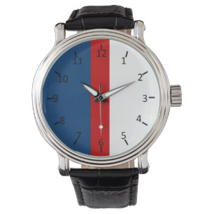 Reloj De Pulsera Blanco rojo y azul
