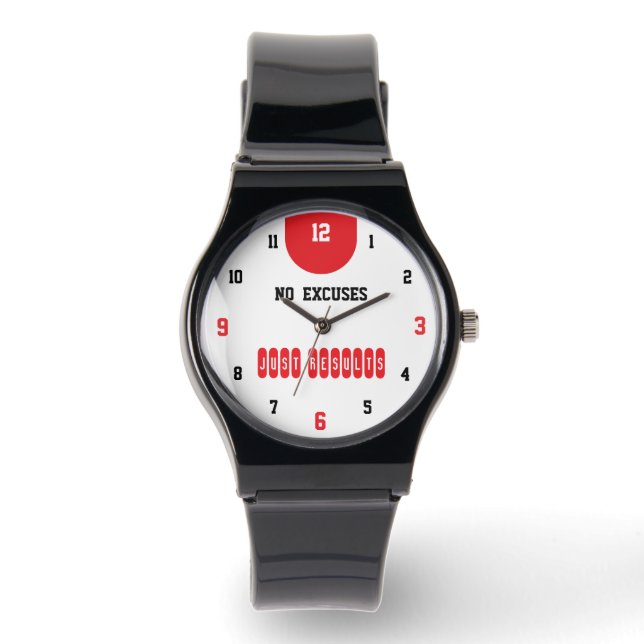 Reloj De Pulsera Blanco Sin Excusas Solo Resultados (Anverso)