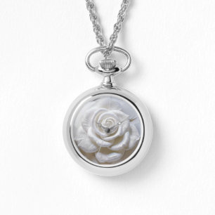 Reloj De Pulsera Blanco Sobre Blanco - Rosa Esculpida