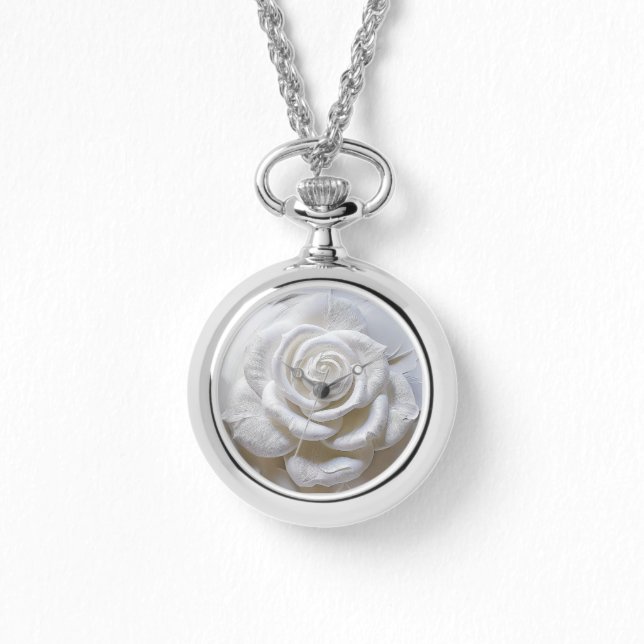 Reloj De Pulsera Blanco Sobre Blanco - Rosa Esculpida (Anverso)