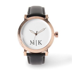 Reloj De Pulsera Blanco y negro Monograma moderno
