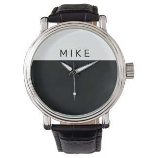 Reloj De Pulsera Blanco y negro, nombre de DIY