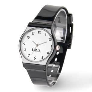 Reloj De Pulsera Blanco y negro, nombre, muñeca de banda negra casu