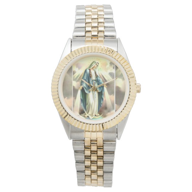 Reloj De Pulsera Blessed Mother Gold/Silver Toned watch (Anverso)