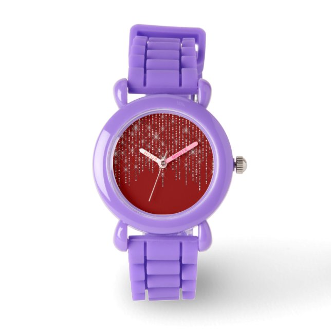 Reloj De Pulsera Bling Diamante de imitación en rojo (Anverso)