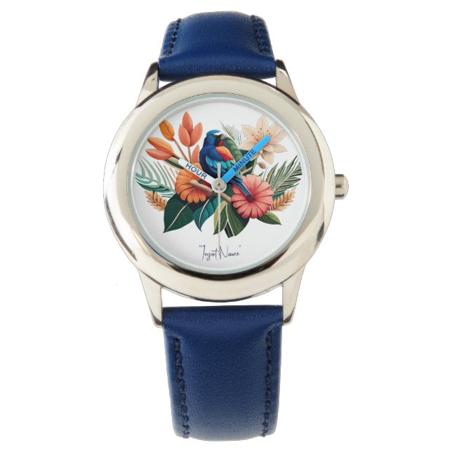 Reloj De Pulsera Bliss tropical: Una Fusión Vibrante de la Flora (Anverso)
